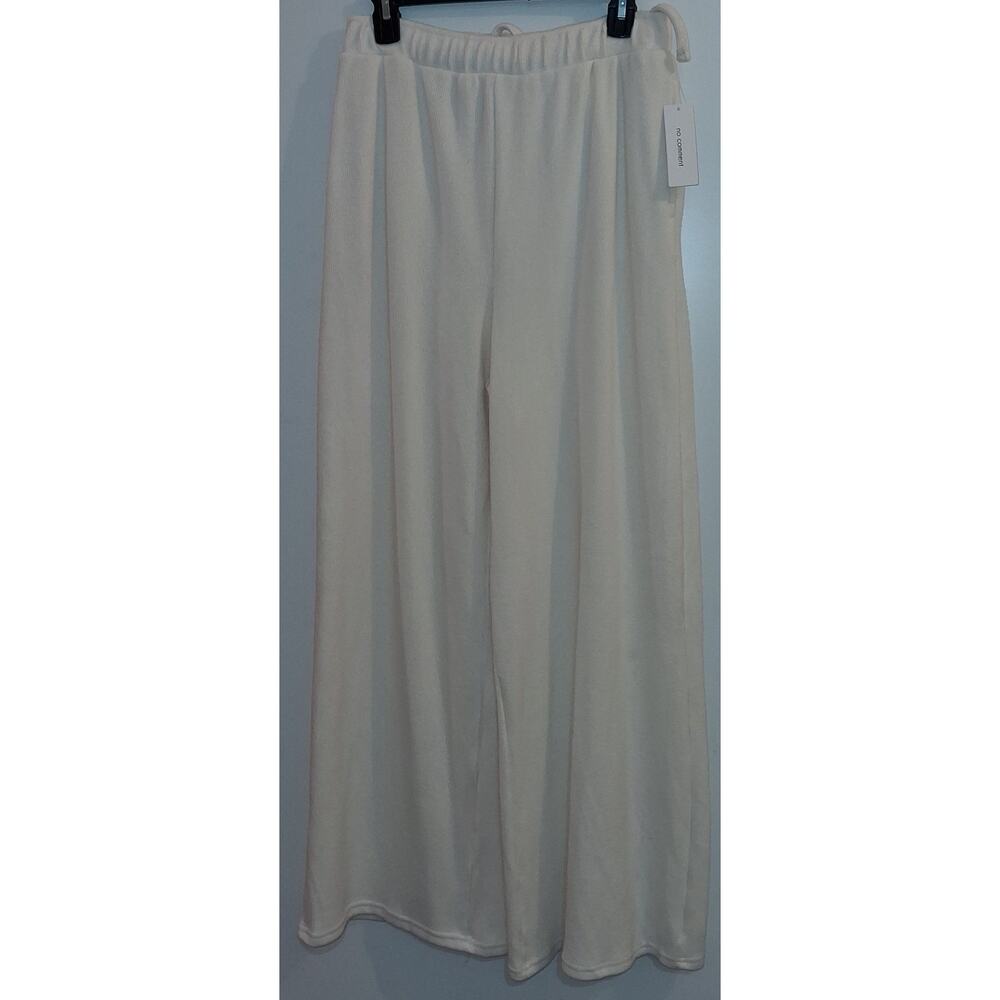 No Comment Women's Large Ivory Wide Leg Soft Pants 29/30 Brand New
